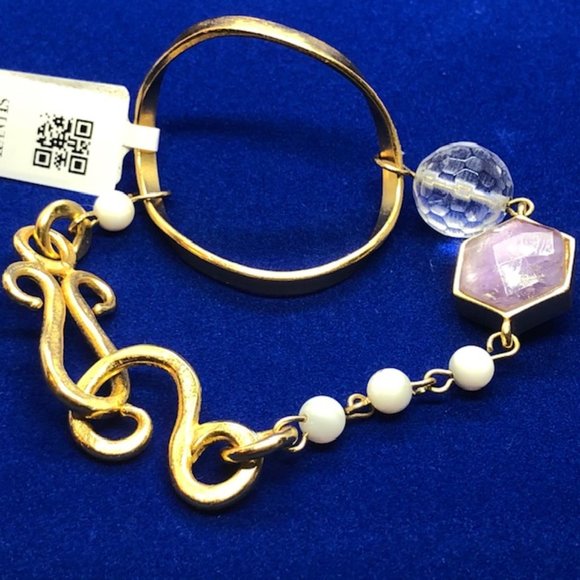 Stephanie Kantis Artisan Modernist White Quartz, Amethyst Bracelet - Picture 2 of 5